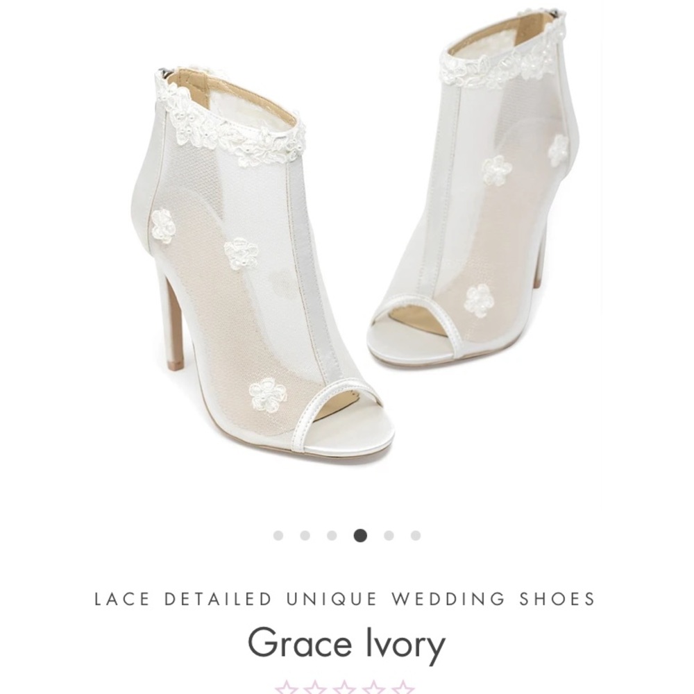 New in box lace and satin ivory bridal heels